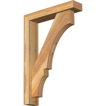 Ekena Millwork Balboa Block Rough Sawn Bracket w/ Offset Brace, Western Red Cedar, 4"W x 18"D x 26"H BKT0402X18X26BOA05RWR